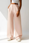 Pantalon met Hoge Taille, Geplooide Details en Wijde Pijpen – Elegant & Veelzijdig – Élinor