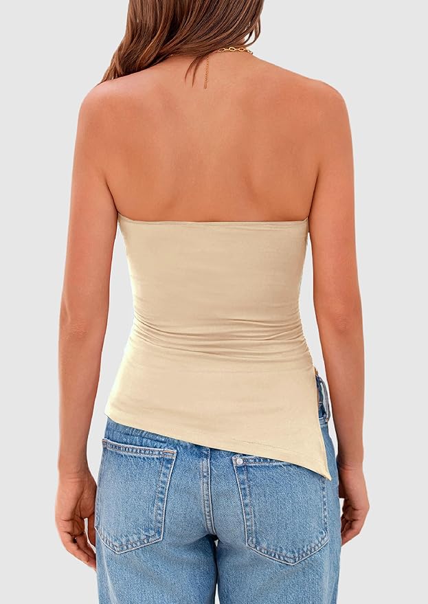Dames Strapless Top met Gedrapeerde Taille – Elegant & Trendy – Elvaréna