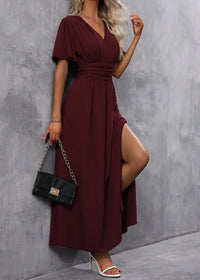 Maxi Jurk met V-Hals en Zijsplit – Elegant & Vrouwelijk – Ésmarie