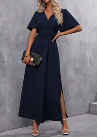 Maxi Jurk met V-Hals en Zijsplit – Elegant & Vrouwelijk – Ésmarie