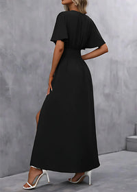 Maxi Jurk met V-Hals en Zijsplit – Elegant & Vrouwelijk – Ésmarie