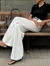 Elegante Wide-Leg Pantalon met Hoge Taille – Vloeiend & Veelzijdig – Eva