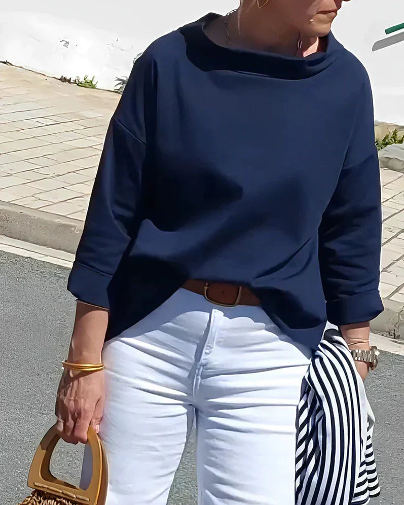 Dames high neck top met aangesloten pasvorm – minimalistisch & elegant – Évaira