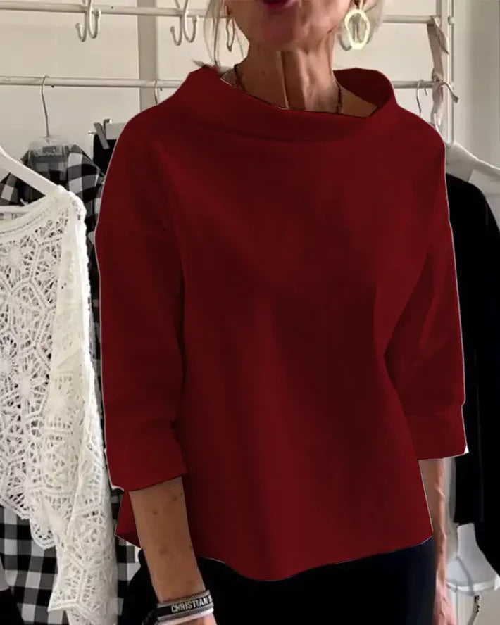 Dames high neck top met aangesloten pasvorm – minimalistisch & elegant – Évaira