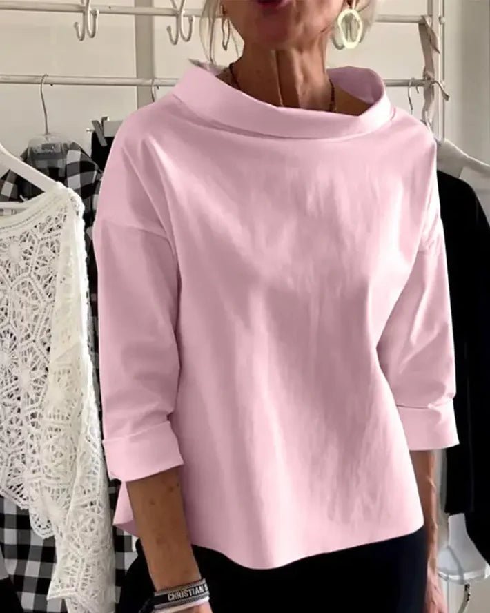 Dames high neck top met aangesloten pasvorm – minimalistisch & elegant – Évaira
