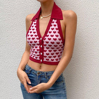 Gebreide Cropped Spencer met Hartjesprint – Speels & Schattig – Famke