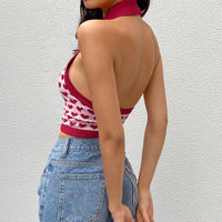 Gebreide Cropped Spencer met Hartjesprint – Speels & Schattig – Famke