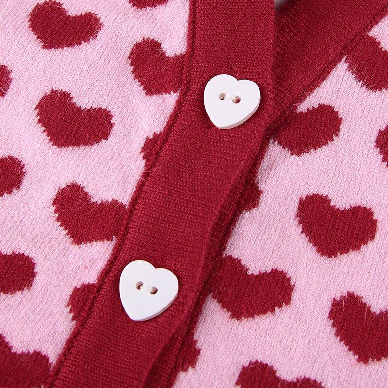 Gebreide Cropped Spencer met Hartjesprint – Speels & Schattig – Famke