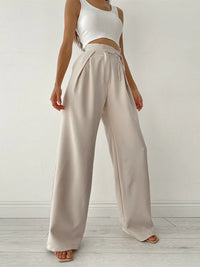 Pantalon met Hoge Taille, Strikceintuur en Wijde Pijpen – Elegant & Comfortabel – Floortje