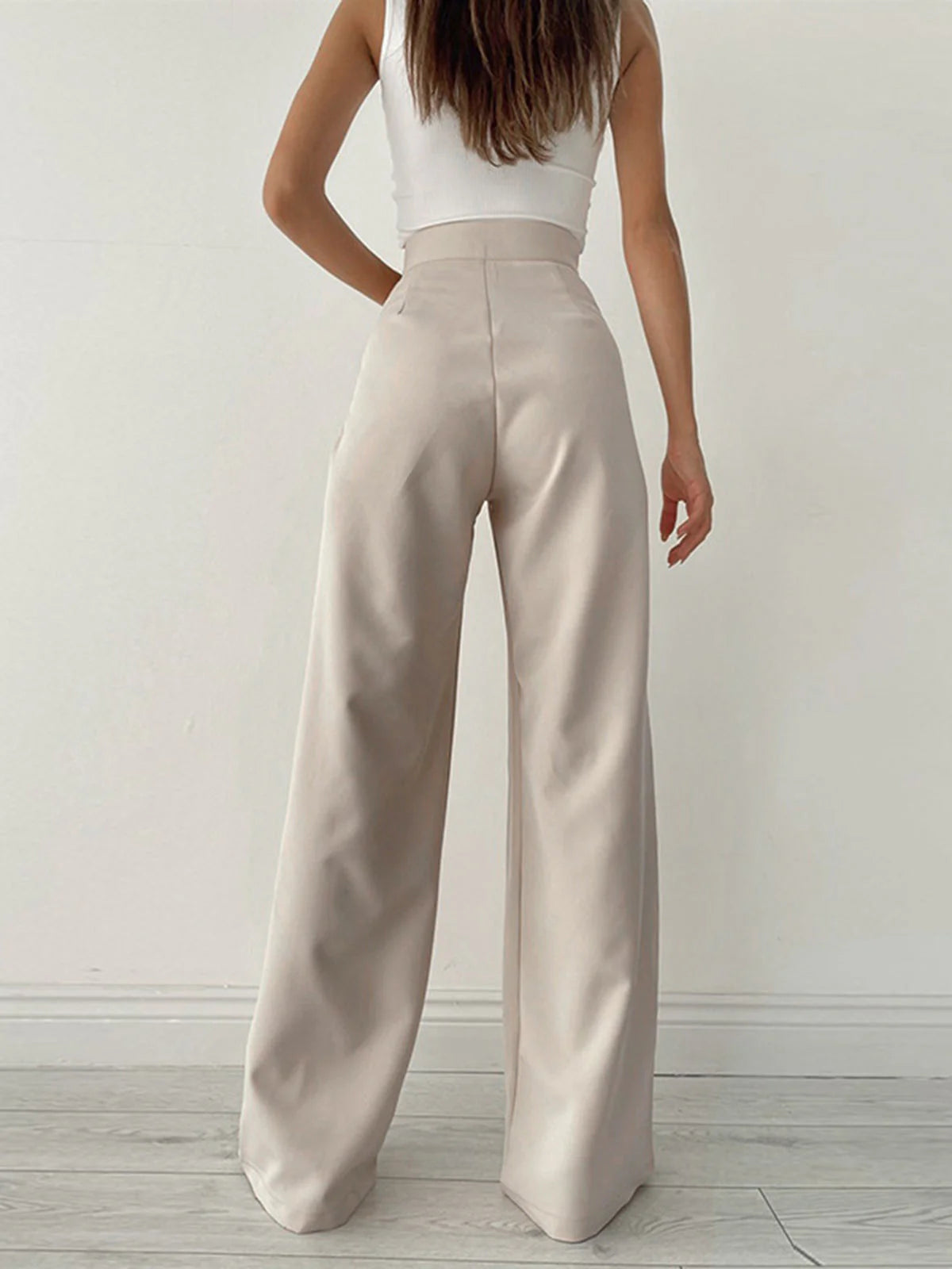 Pantalon met Hoge Taille, Strikceintuur en Wijde Pijpen – Elegant & Comfortabel – Floortje