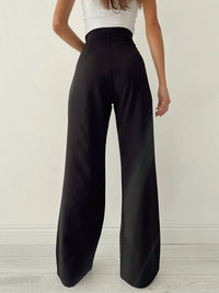 Pantalon met Hoge Taille, Strikceintuur en Wijde Pijpen – Elegant & Comfortabel – Floortje