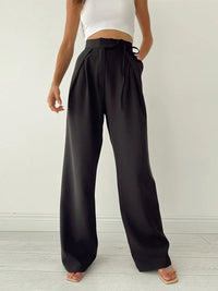Pantalon met Hoge Taille, Strikceintuur en Wijde Pijpen – Elegant & Comfortabel – Floortje
