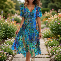 Wikkeljurk met V-hals, Bloemenprint en Taillestrik – Vrouwelijk & Zomers – Floranne