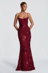 Maxi Jurk met Sweetheart Halslijn, Open Rug en Bloemenapplicaties – Romantisch & Elegant – Florentine