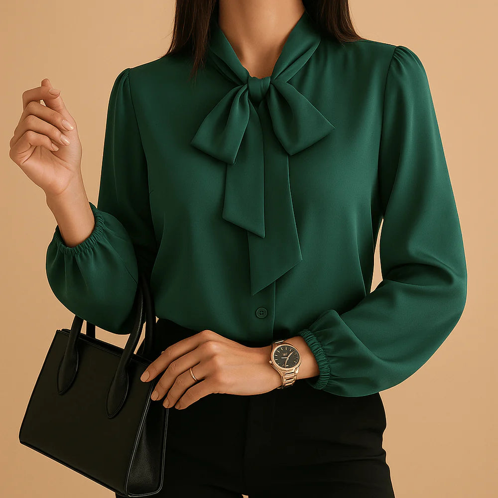 Elegante Blouse met Strikdetail bij de Hals – Chic & Comfortabel – Florine