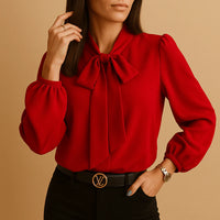 Elegante Blouse met Strikdetail bij de Hals – Chic & Comfortabel – Florine