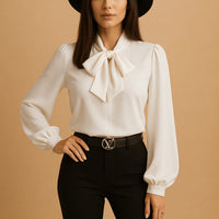 Elegante Blouse met Strikdetail bij de Hals – Chic & Comfortabel – Florine