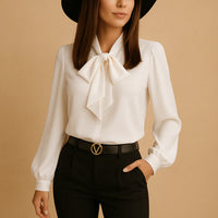 Elegante Blouse met Strikdetail bij de Hals – Chic & Comfortabel – Florine