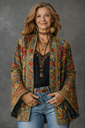 Fluweelzacht Bohemian Dames Vest met Wijde Mouwen en Open Voorkant