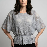 Blouse met Bloemenborduursel en Transparante Klokmouwen – Vrouwelijk & Romantisch – Gaëlle