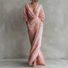 Gedrapeerde Dames Maxi-Jurk Met Wikkeltaille En V-Hals