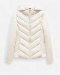 Crèmekleurige puffer jas dames met rits en gladde mouwen