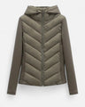 Gewatteerde Dames Puffer Jas met Capuchon en Chevron Stiksels