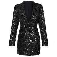 Dames blazerjurk met glanzende finish – chic & modern – Oréliane