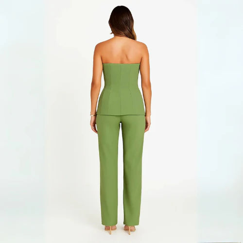 Set met Strapless Top en Rechte Broek – Net & Feestelijk – Guenièvre