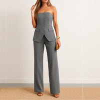 Set met Strapless Top en Rechte Broek – Net & Feestelijk – Guenièvre
