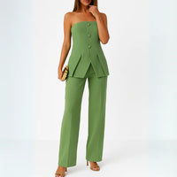 Set met Strapless Top en Rechte Broek – Net & Feestelijk – Guenièvre