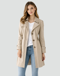Khaki halflange trenchcoat met reverskraag, voorkant