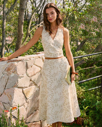 Beige Midi Rok met Borduursel – Verfijnd & Vrouwelijk – Hilde