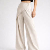 Wide-Fit Pantalon met Asymmetrische Snit en Strikdetail – Elegant & Eigentijds – Janne