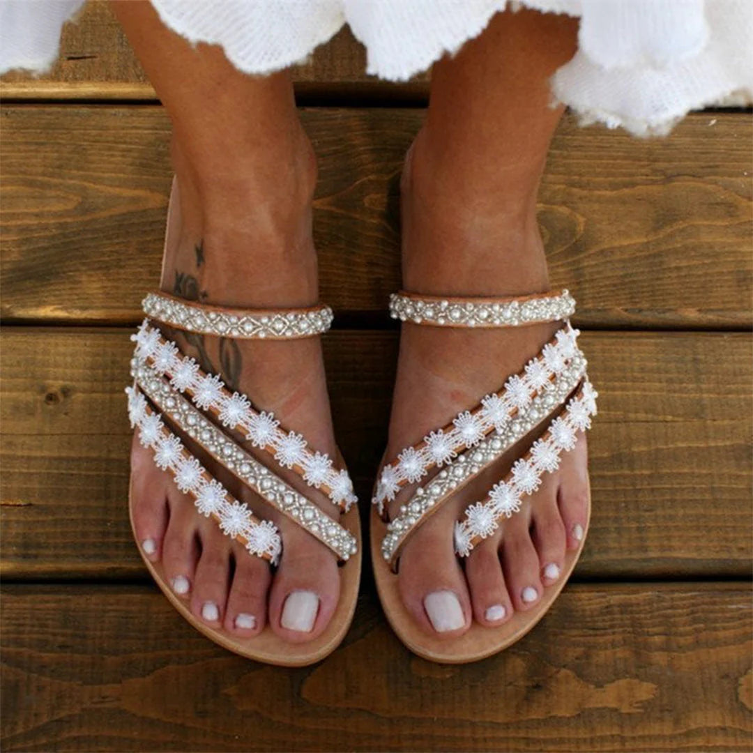 Boho Zomersandalen met Kant- en Kraaldetails – Speels & Comfortabel – Jet