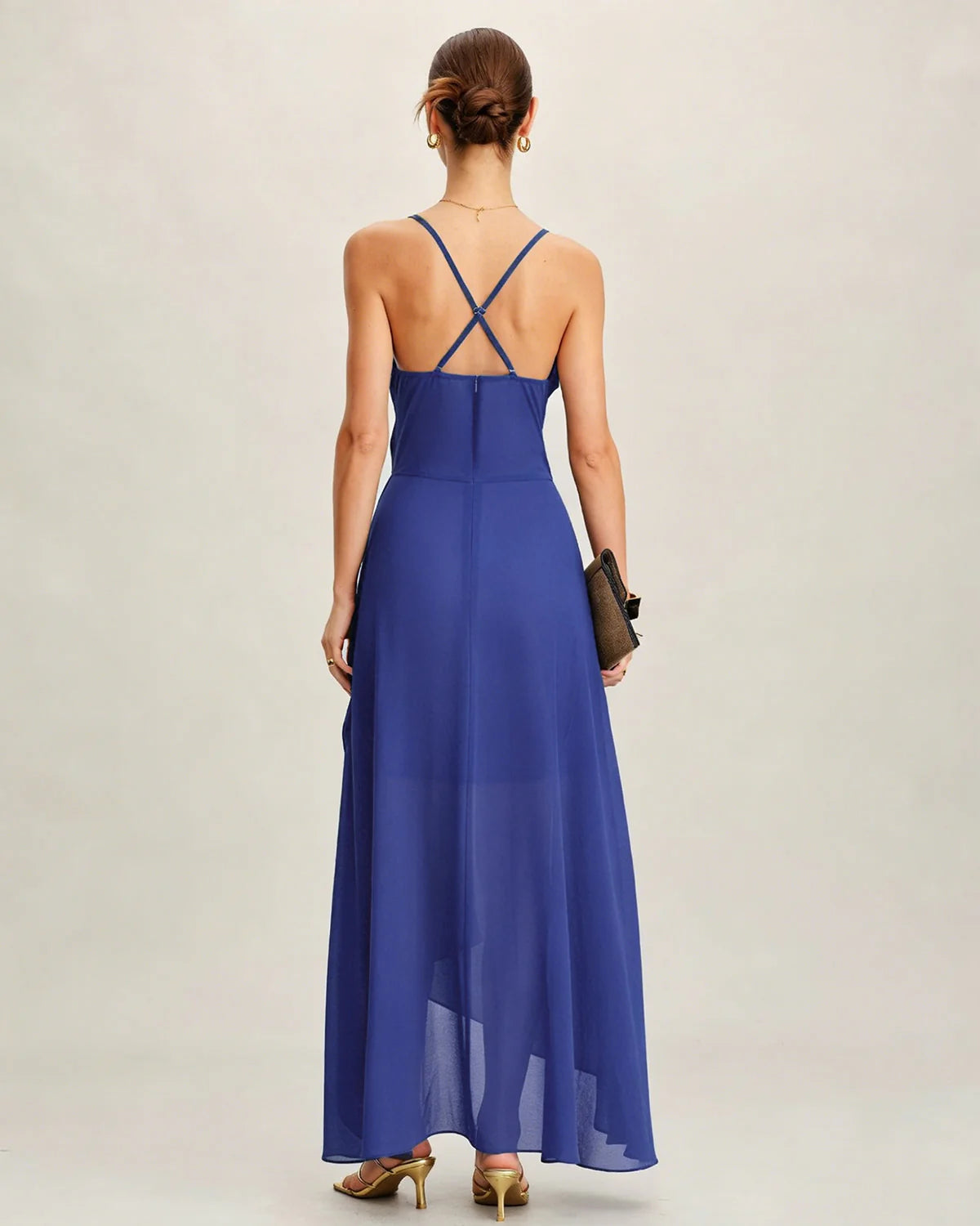 Maxi Slip-Jurk met Gekruiste Rug en Chiffon Look – Elegant & Zomers – Jolien