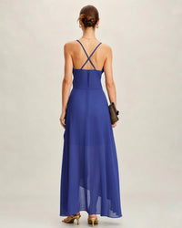 Maxi Slip-Jurk met Gekruiste Rug en Chiffon Look – Elegant & Zomers – Jolien