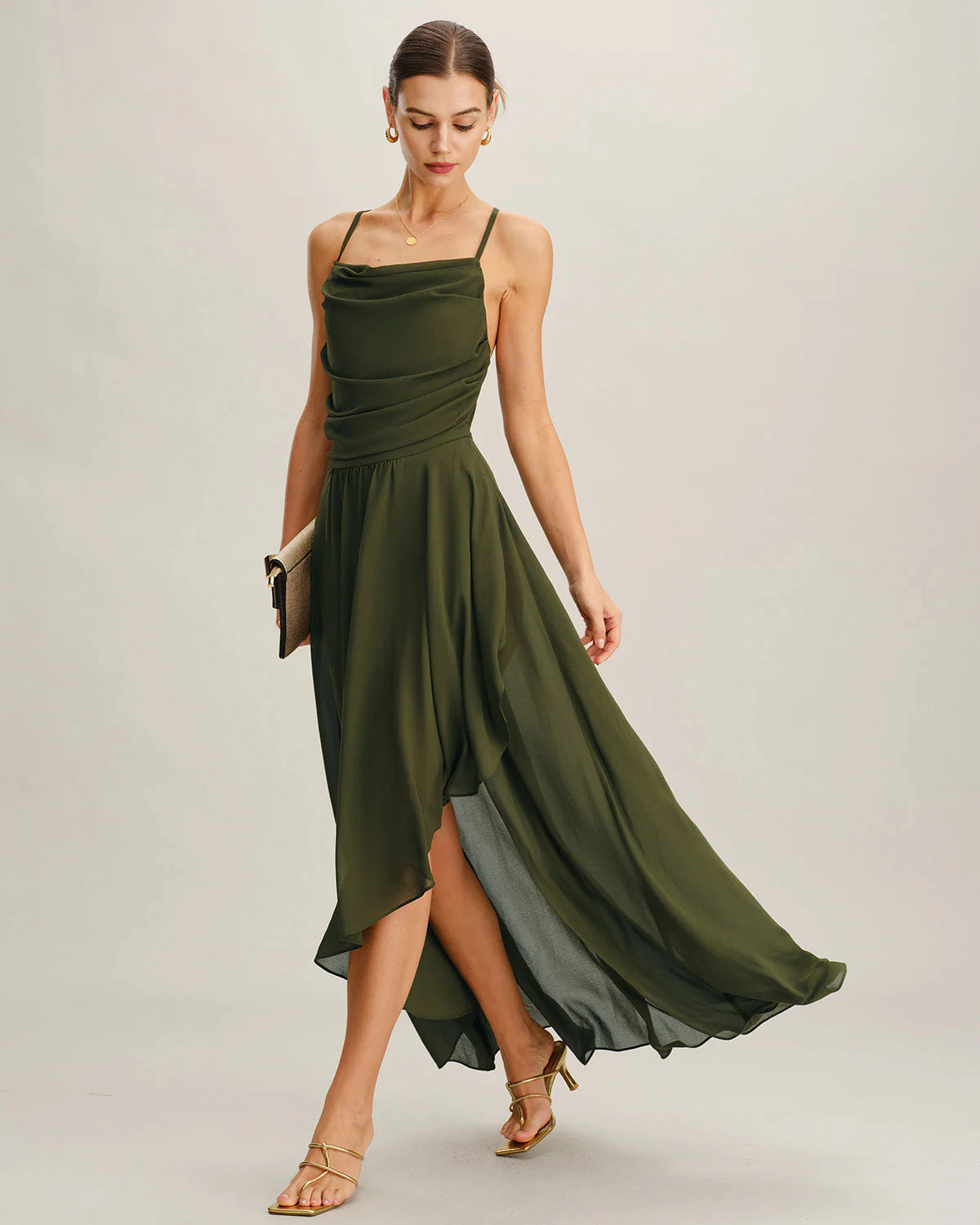 Maxi Slip-Jurk met Gekruiste Rug en Chiffon Look – Elegant & Zomers – Jolien