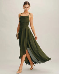Maxi Slip-Jurk met Gekruiste Rug en Chiffon Look – Elegant & Zomers – Jolien