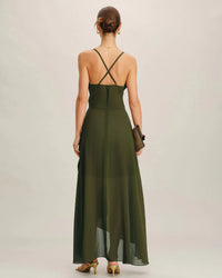 Maxi Slip-Jurk met Gekruiste Rug en Chiffon Look – Elegant & Zomers – Jolien