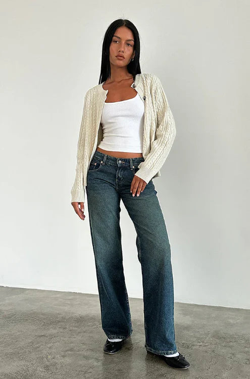Straight-Leg Jeans met Lage Taille en Enkellengte – Trendy & Comfortabel – Juno