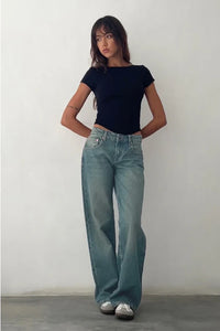 Straight-Leg Jeans met Lage Taille en Enkellengte – Trendy & Comfortabel – Juno