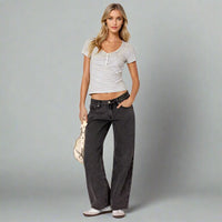 Straight-Leg Jeans met Lage Taille en Enkellengte – Trendy & Comfortabel – Juno