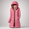 Lange Dames Puffer Jas Met Capuchon En Ritssluiting