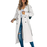 Witte lange trenchcoat dames met ceintuur