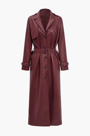 Lange Dames Trenchcoat van Imitatieleer met Ceintuur