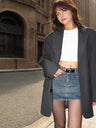 Lange Oversized Dames Blazer met Klepzakken en Knoopsluiting