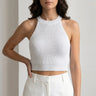 Geribbelde Gebreide Crop Top met Halternek – Trendy & Zomers – Lauréline