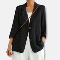 Ongestructureerde Blazer met Linnenlook en Opgestikte Zakken – Verfijnd & Zomers – Linaëlle