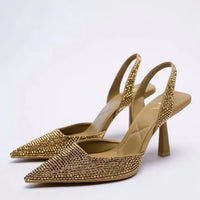 Zwarte Slingback Pumps met Glittersteentjes en Puntneus – Glamoureus & Elegant – Lena
